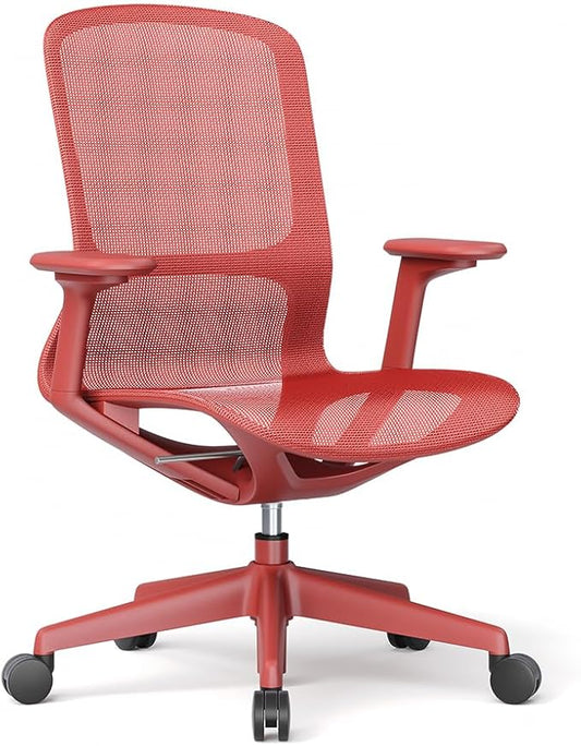 Ergonomic Mesh Office Chair with Lumbar Support, Multicolor Rolling Task Chair, Adjustable Computer Desk Seating for Home Office (Red-Pro)