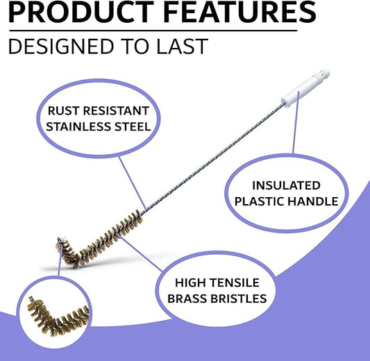 Deep Fryer Cleaning Brush – L-Shaped High-Temp Commercial Kitchen Tool - Heavy Duty Brass Bristles - Heat Resistant to 750F for Food Debris - Deep Fryer Cleaner - Made in USA by FryOilSaver Co. B53C