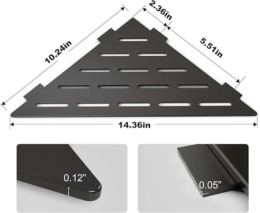Corner Shower Caddy Shelf, Recessed Built-in Bathroom Storage for Tiled 90° Walls, Matte Black 304 Stainless Steel, Set of 2