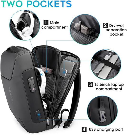 BANGE Anti Theft Backpack,Smart Business Laptop Fits 15.6 Inch Notebook, Work Backpack with USB Charging Port for Men and Women…