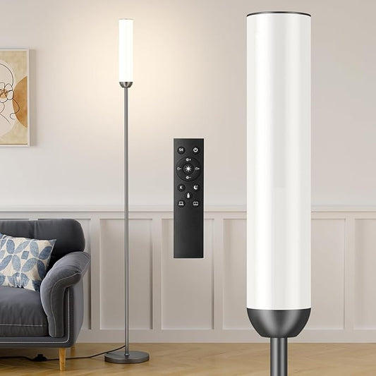 Ambimall LED Floor Lamp with Remote Control, 65" Standing lamp with Stepless Adjustable 3000K-6500K Colors & 30-100% Brightness, Foot Switch(Deep Grey)