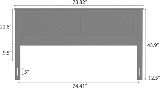 Serene Poplar Wood King Size Headboard in Black, Modern Farmhouse Panel with Chevron Scoring, Casual Coastal Style, Easy Assembly, Quality Materials