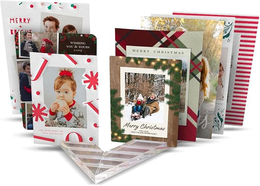 Greeting Card Display and Organizer for Table Shelf Desk Mantel | Holds up to 30 Cards | Greeting Cards Birthday Cards Photos Postcards | Crystal Clear Solid Acrylic | Perfect for Teachers