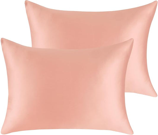 Cotton Pillow Protectors/Cases Standard Size with Zipper 2 Pack Blush Pink Color,Cooling & Breathable Bed Pillow Protectors Set of 2 Pillow Cases Cover Standard 20" x 26"