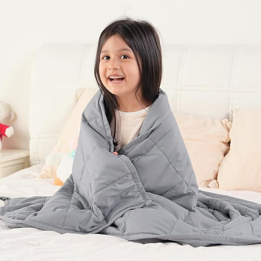 Topblan 3 lb Weighted Blanket, 36" x 48" Heavy Blanket, Soft and Breathable, Glass Bead Filling for Calming Machine Washable, Grey