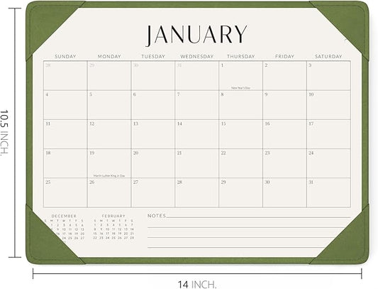 Jotsome Desk Calendar 2026 with Desktop Mat, Desk Pad Calendar From 2026 to Jun 2027 14x10.5 inch, Desk Blotter Calendar for Home Office and School, Easy Planning, Gift for the Holidays or Christmas, Green