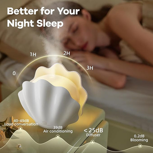 Essential Oil Diffuser 260ML, Shell Aroma Diffuser with Remote Control, 7 Colors LED Night Light for Bedroom Home Relaxation
