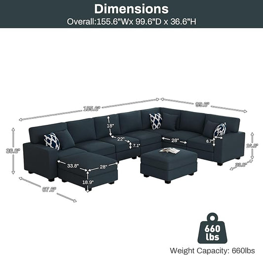Legend Vansen Modular Sectional Sofa U Shaped Couch with Ottoman Modern Reversible Corner Sectional Couch for Living Room (Charcoal, U Shaped Sofa-5)
