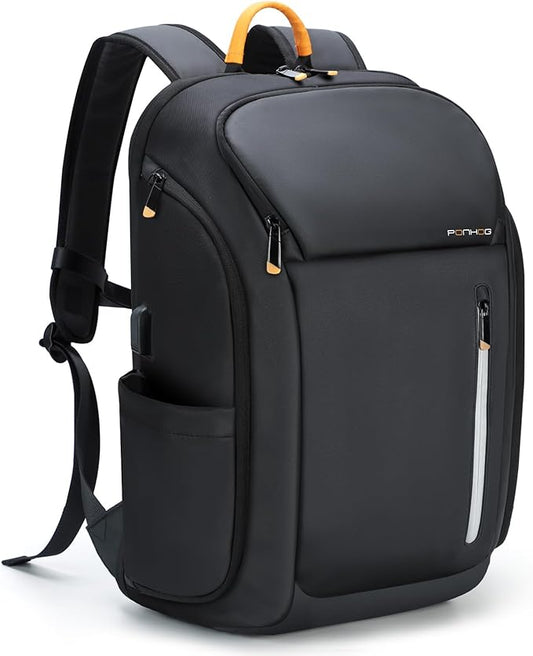 18 Inch Laptop Backpack for Men, Business Travel Anti-Theft Backpack with USB Charging Port, Water Resistant Computer Bag Carry On Flight Approved for Work College Weekender, Black