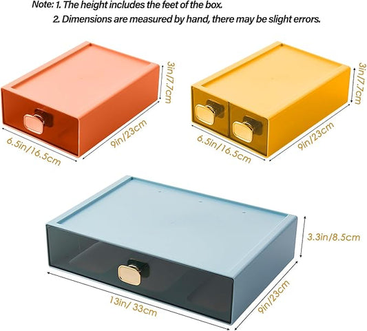 Large Desk Drawer Organizer 13"x9"x3.3" Stackable Desktop Storage Organizer for Copy Paper Clear Home Office Organizer Box Drawer Container for Stationery, Bathroom (Orange, L-1 Drawer)