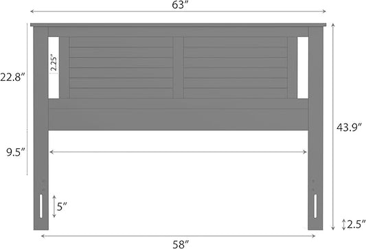 Serene Queen Size Wood Headboard Shiplap-Inspired Panel Design in a Stained Walnut Finish
