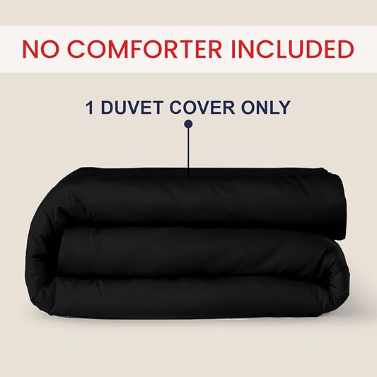 Kotton Culture 1 Pc Twin XL/Twin Duvet Cover Only-100% Egyptian Cotton Sateen 600 Thread Count Ultra Soft Premium Durable Comforter Cover Zipper Closure & Corner Ties - (Black, 68" X 90")