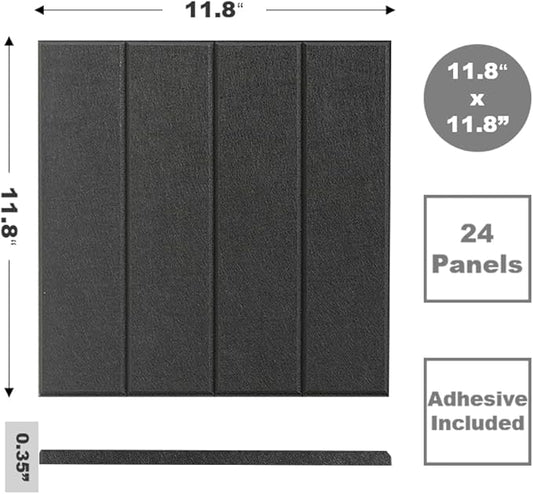 Felt Bulletin Board Tiles | Modern Cork Board Alternative | Large Cork Boards for Walls | Aesthetic Felt Wall Panels for Office & Home Decor | Pinboard & Photo Board (24-Pack) | Black