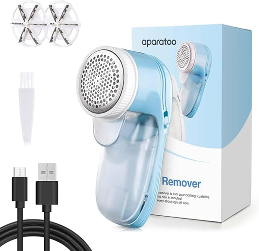 Fabric Shaver, Lint Remover for Clothes, Electric Lint Remover with 3 Replaceable Blades, Removes Fabric Pills, Rechargeable Sweater Defuzzer Pill Remover, Depiller Effectively Remove Pills (Blue)