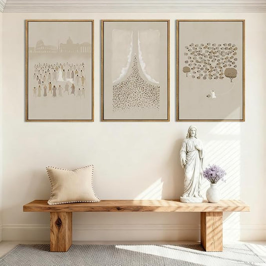 BINCUE Framed Jesus Wall Art Set of 3 Jesus Lamb Wall Decor Lamb of God Art Print for Living Room Bedroom Church 16x24 Inch