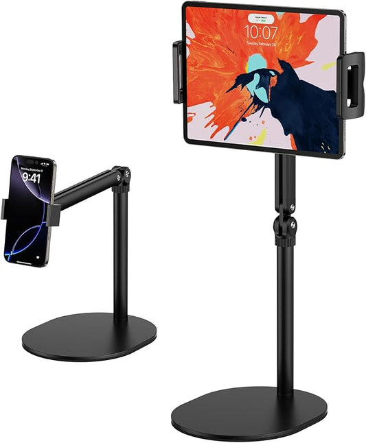 Tablet Stand for iPad, Adjustable Arm Mount Holder Desk with 360° Rotation, Portable Monitor Stand Compatible with iPad mini Air Pro, Kindle, Switch, Galaxy Tab, Phones