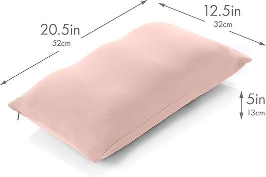 Cover Only for Premium Microbead Bed Pillow, Small Extra Smooth - Ultra Comfortable Sleep with Silk Like Anti Aging Cover 85% Spandex/ 15% Nylon Breathable, Cooling Cream Peach