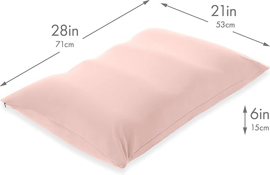 Cover Only for Premium Microbead Bed Pillow, X-Large Extra Smooth - Ultra Comfortable Sleep with Silk Like Anti Aging Cover 85% Spandex/ 15% Nylon Breathable, Cooling Cream Peach