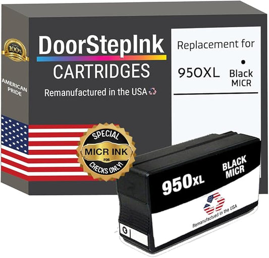 DoorStepInk 950XL Black MICR Remanufactured Ink Cartridge Replacement for HP 950XL (C2P23AN) — Compatible with OfficeJet Pro 251DW/276DW/8100/8600/8600 Plus/8610 — High Yield 1-Pack