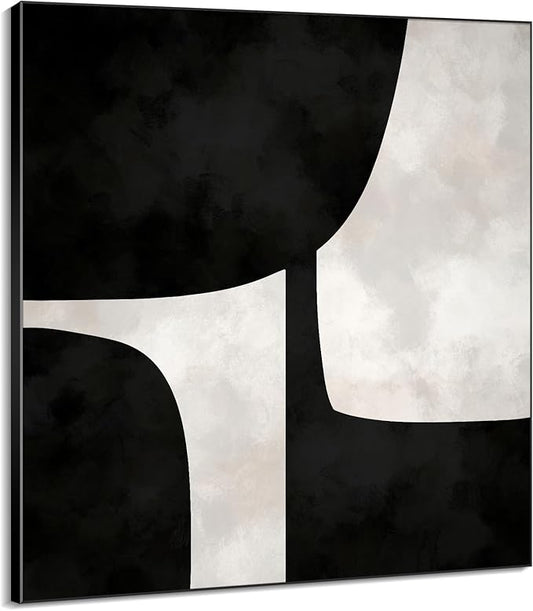 60"x60" XL Framed Wall Art - Black and White Abstract Geometric Shapes (Frame Assembly Required)
