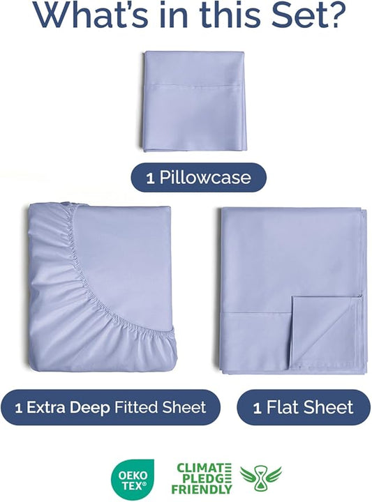 Extra Deep Pocket Twin XL Sheets - 3 Piece Breathable & Cooling Bed Sheets - Hotel Luxury Bed Sheet Set - Soft, Wrinkle Free & Comfy - Easily Fits Extra Deep Mattresses - Deep Pocket Lavender Sheets