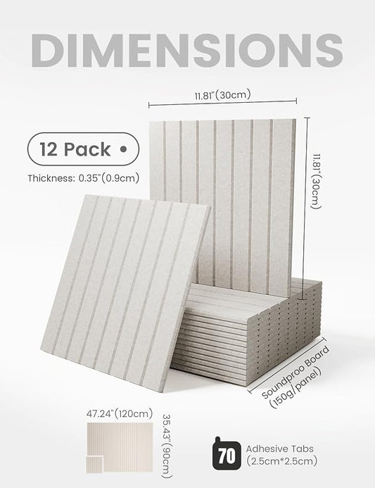 Large Felt Bulletin Board 48" x 36" Cork Board Alternative-12 Pack with 70 Safe Removable Adhesive Tabs, Cork Boards for Walls Cork Board for Home Office Classroom Pin Board (Oatmeal)