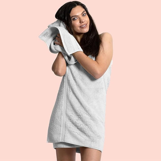 Chakir Turkish Linens 100% Cotton Premium Turkish Towels for Bathroom | 27'' x 54'' (4-Piece Bath Towels - Silver)