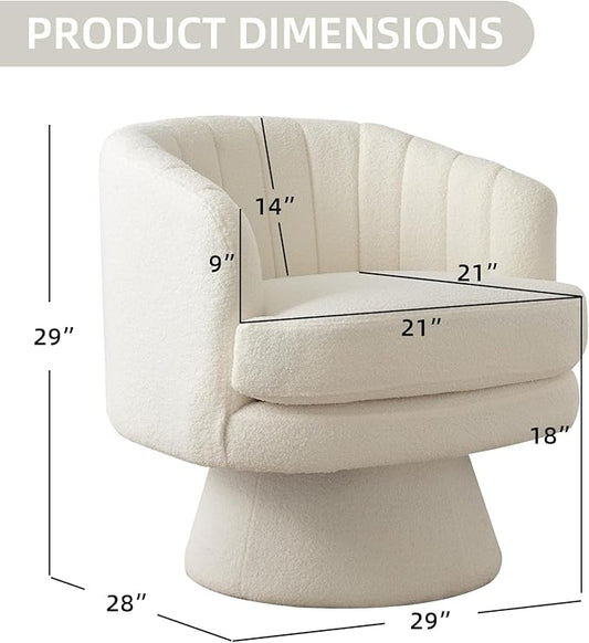 CANMOV Swivel Accent Chair with Armrest, Modern 360 Degree Swivel Barrel Chair with Curve Back and Soft Cushion,Comfy Round Sherpa Teddy Armchair Single Sofa for Living Room,Bedroom,Waiting Room,Beige