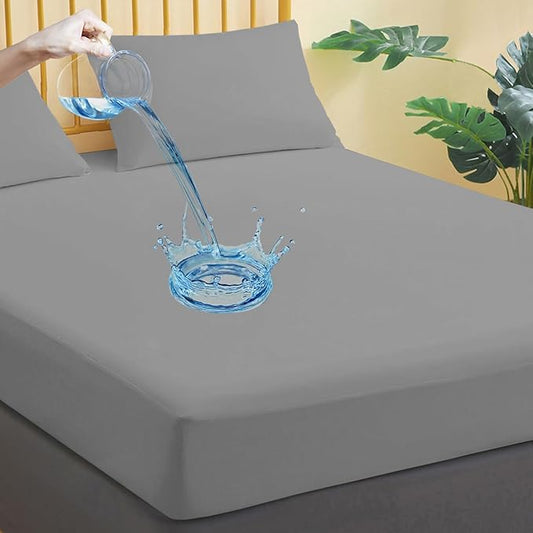 Waterproof Mattress Protector Queen Size, Breathable Mattress Cover, Fitted Deep Pocket Mattress Pad Cover Stretches up to 21 Inches, Soft Noiseless Bed Cover