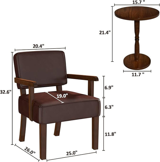 Accent Chair, PU Leather Living Room Chairs Oversize with Soft Seat and Armrests for Living Room Dinning Room Bedroom Reading Room Waiting Room