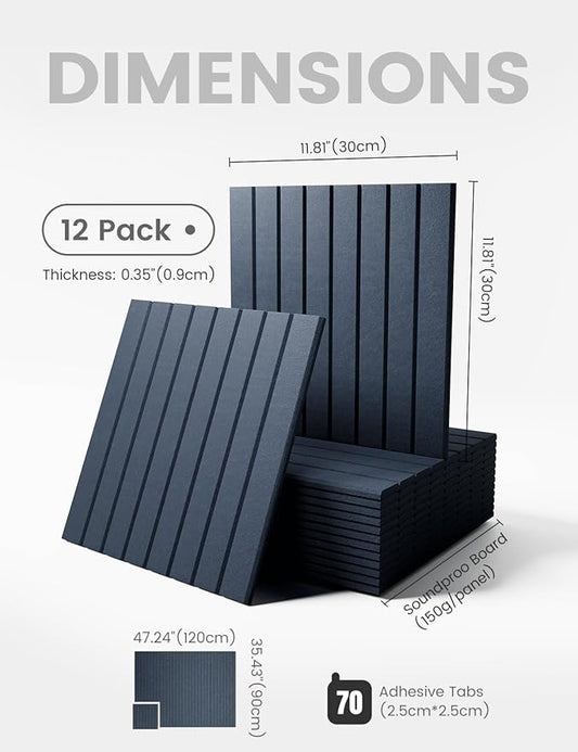 Large Felt Bulletin Board 48" X 36" Cork Board Alternative-12 Pack with 70 Safe Removable Adhesive Tabs, Cork Boards for Walls Cork Board for Home Office Classroom Pin Board -Navy Blue