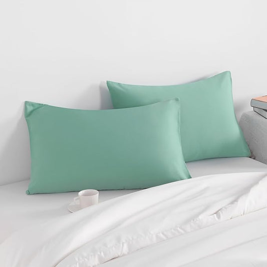 NTBAY Toddler Pillow Cases Set of 2, 2 Pack Brushed Microfiber 14x20 Pillow Cases, Soft, Wrinkle, Fade, Stain Resistant Mint Green Pillow Cases with Envelope Closure, 14x20 Inches, Mint Green