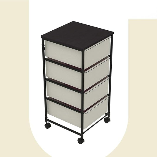 Small Cabinet with Drawers Rolling 4 Drawer Mobile File Cabinet for Home Office Storage and Organization, Fabric Vertical Under Desk Storage for A4/Letter Files(