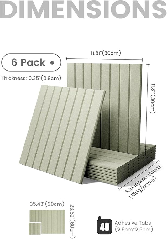 Large Felt Bulletin Board 36" x 24" Cork Board Alternative-6 Pack with 40 Safe Removable Adhesive Tabs, Cork Boards for Walls Cork Board for Home Office Classroom Pin Board (Sage)