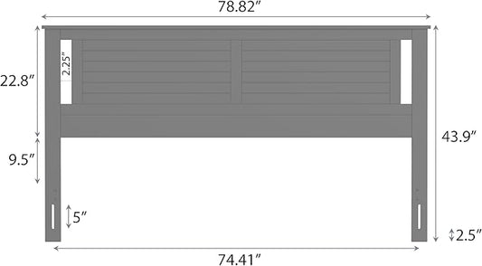 Serene King Size Wood Headboard Shiplap-Inspired Panel Design in a Stained Pine Finish
