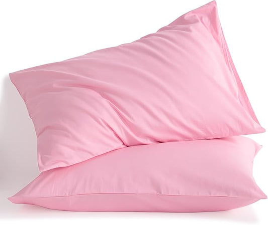 NTBAY Queen Cotton Pillowcases - Envelope Closure 20x30 Pillowcases Set of 2, Breathable and Soft Bed Pillow Cases, Pink