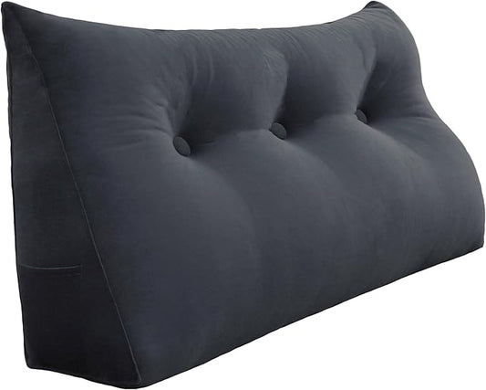 8 lbs Thickened Twin Wedge Pillow Headboard College Dorm Bed Velvet Wedge Pillow Backrest Triangular Headboard Pillows with Side Pocket, Dorm Bedding Essentials for Girls & Boys