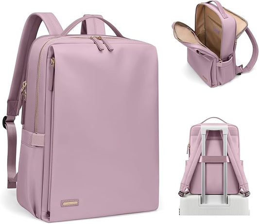 Stylish Laptop Backpack for Women Airline Approved Perfect for Work College and Travel Multi-Functional Casual Daypack Fits 14 Inch Notebook (Pinkish Purple)