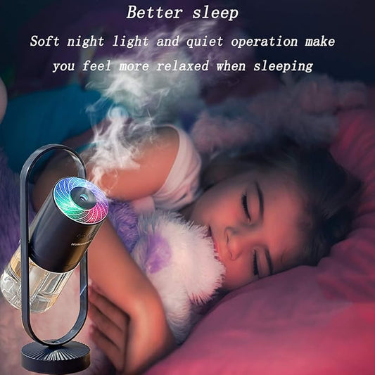 Portable Mini Humidifier-200ml Small Cool Mist Humidifier with Night Light, USB Personal Desktop Humidifier for Baby Bedroom Travel Office Home,2 Mist Modes,Whisper-Quiet Operation