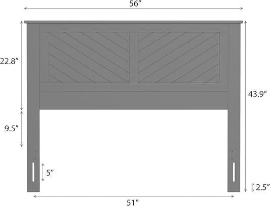 Serene Poplar Wood Full Size Headboard in Black, Modern Farmhouse Panel with Chevron Scoring, Casual Coastal Style, Easy Assembly, Quality Materials