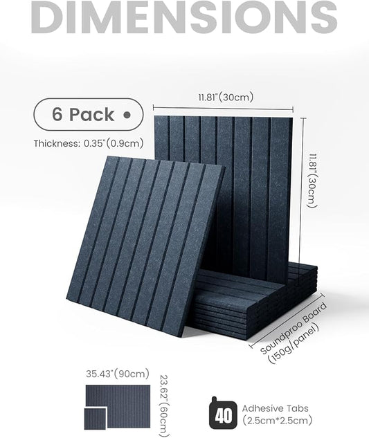 Large Felt Bulletin Board 36" x 24" Cork Board Alternative-6 Pack with 40 Safe Removable Adhesive Tabs, Cork Boards for Walls for Home Office Classroom Pin Board - Deep Charcoal Blue