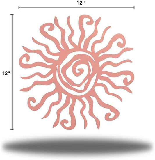 Riverside Designs Wacky Sun Metal Wall Art Indoor/Outdoor Decor - 12" Pink Rust Proof Wall Sculpture - Made in USA - Ideal for Bedroom, Garden, Home, Patio and Farmhouse
