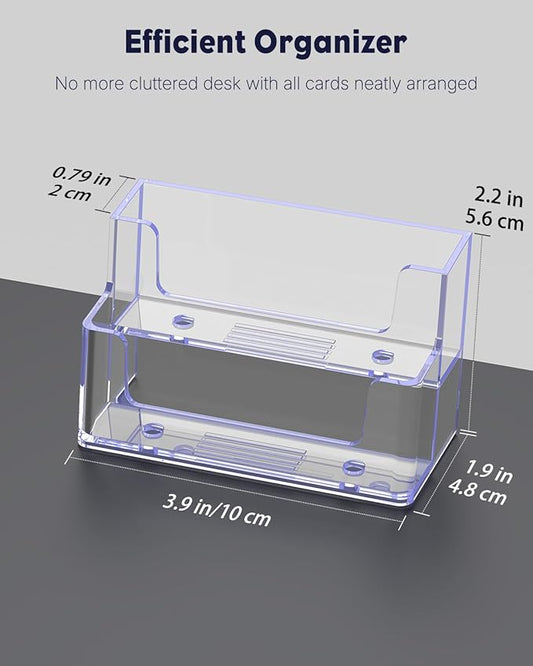 Uniclife 2 Pack Acrylic Business Card Holder for Desk 2 Slots Clear Business Card Display Stand for Men & Women Desktop Business Card Organizer Card Stand for Office Home Exhibition, 120 Card Capacity
