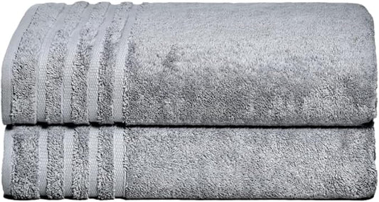 Luxury Bath Sheets, 2 Piece Extra Large Bath Sheets (40x65 Inches), Highly Absorbent, Quick Dry, Premium, and Plush Bath Sheets, 100% Organic Turkish Cotton Towels for Bathroom (Grey)