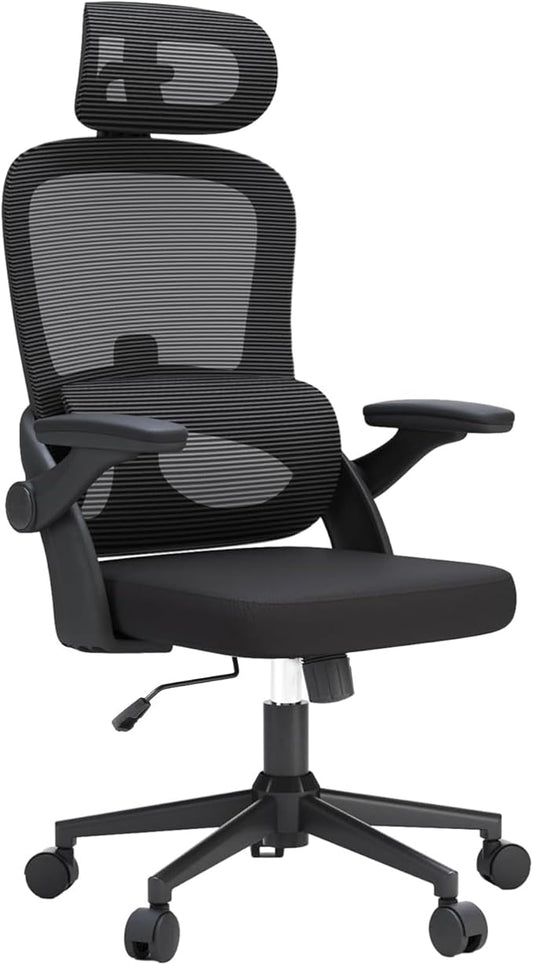 SIHOO Ergonomic Office Chair, Adjustable Lumbar Support, 110-130° Tilt, 3D Armrests, Rolling Computer Desk Chair with Headrest Black