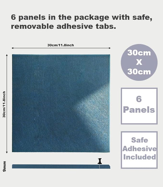 Cork Board 24 x36 Alternative - 6 Pack Felt Wall Tiles with Safe Removable Adhesive Tabs, Cork Boards for Walls Cork Board for Home Office Pin Board Tack Board - Prussian Blue