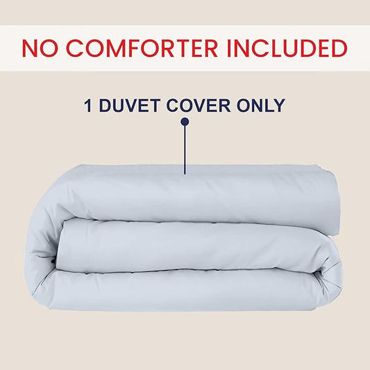 Kotton Culture 1 Pc Duvet Cover King Size-100% Egyptian Cotton Sateen 600 Thread Count Ultra Soft Premium Durable Comforter Cover Zipper Closure & Corner Ties - (Sky Blue, 102" X 94")