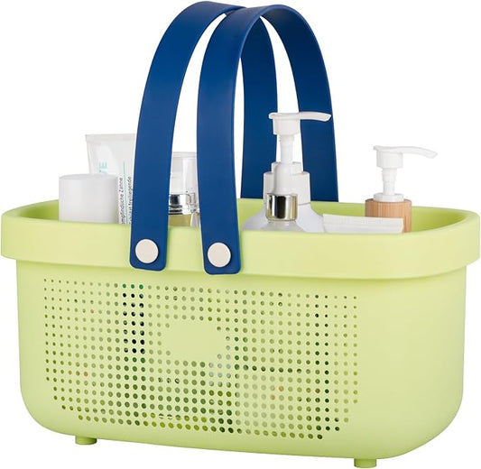 JiatuA Plastic Storage Basket with Handle Portable Shower Caddy Tote Organizer Basket Bin for Bathroom Kitchen Dorm Room Bedroom, Yellow