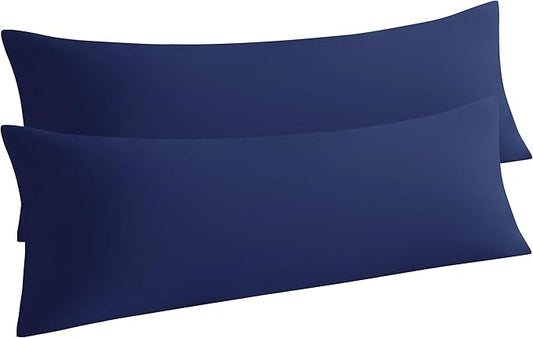 NTBAY Body Pillow Cases Set of 2, 2 Pack Brushed Microfiber 20x54 Pillow Cases, Soft, Wrinkle, Fade, Stain Resistant Navy Blue Pillow Cases with Envelope Closure, 20x54 Inches, Navy Blue