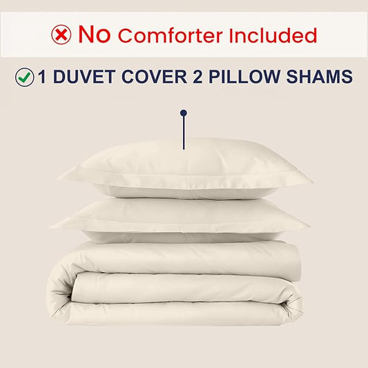 Kotton Culture 3 Pc 120" x 98" Duvet Cover Set Oversized King 100% Egyptian Cotton - 600 Thread Count Comforter Cover, Zipper Closure & Corner Ties - Fits Large King Inserts - Butter